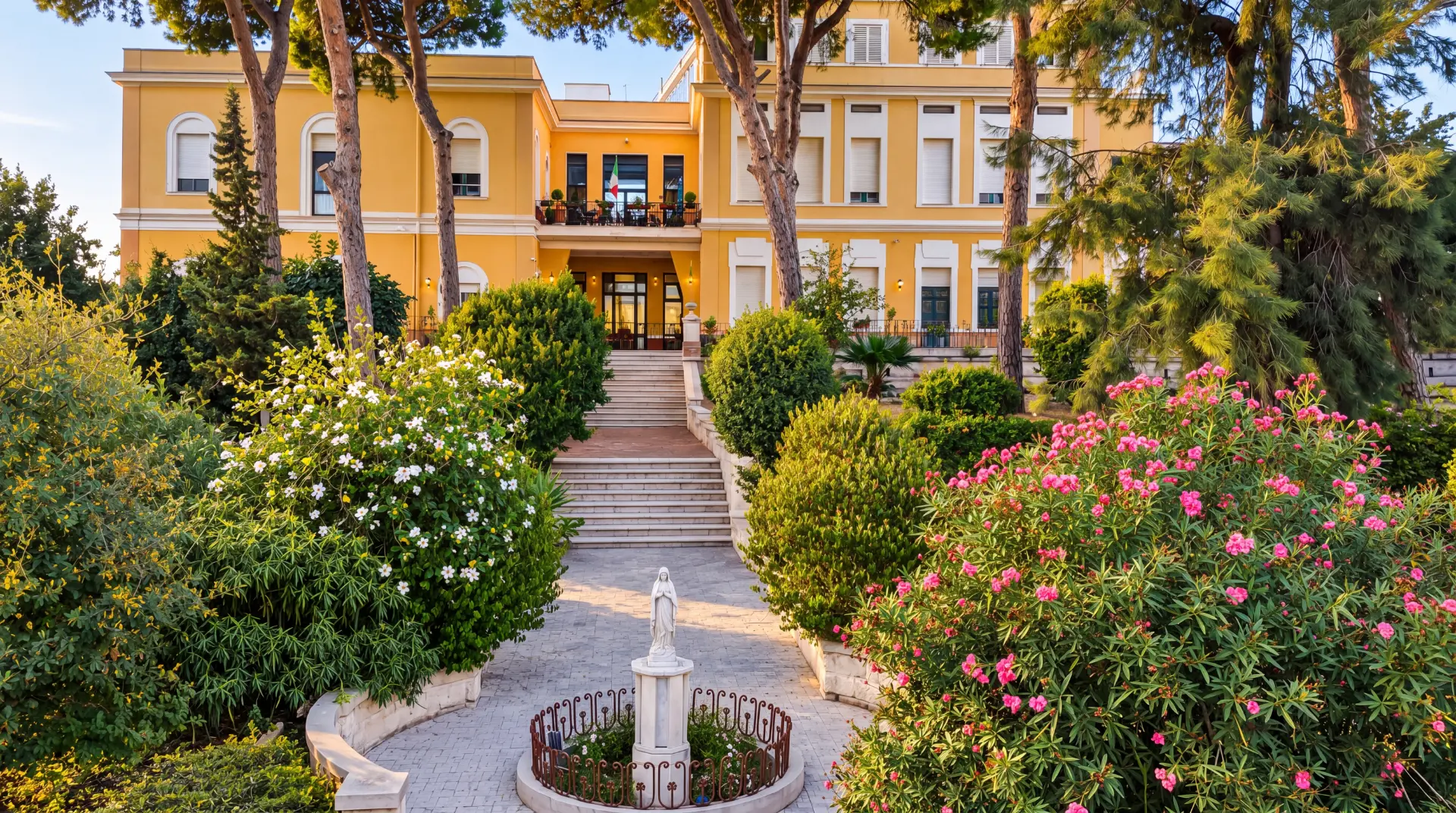 Villa San Giuseppe, stone staircase and garden